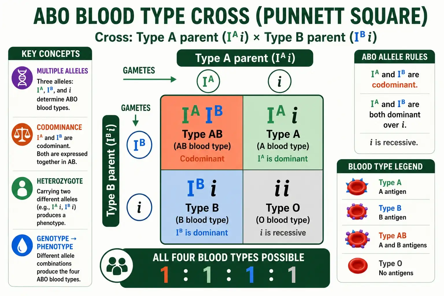 ABO blood type cross producing all four types