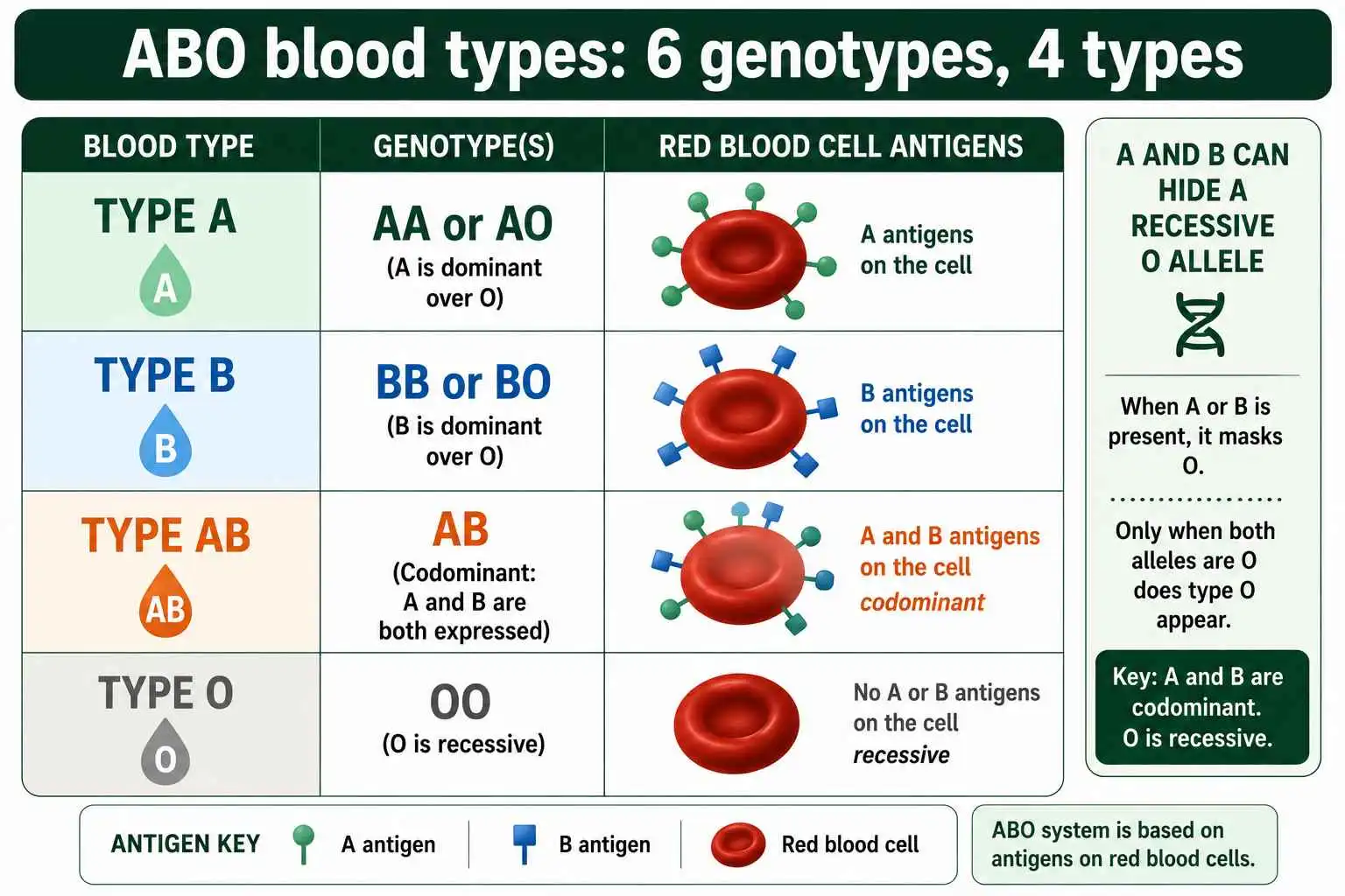 ABO blood type genotypes table