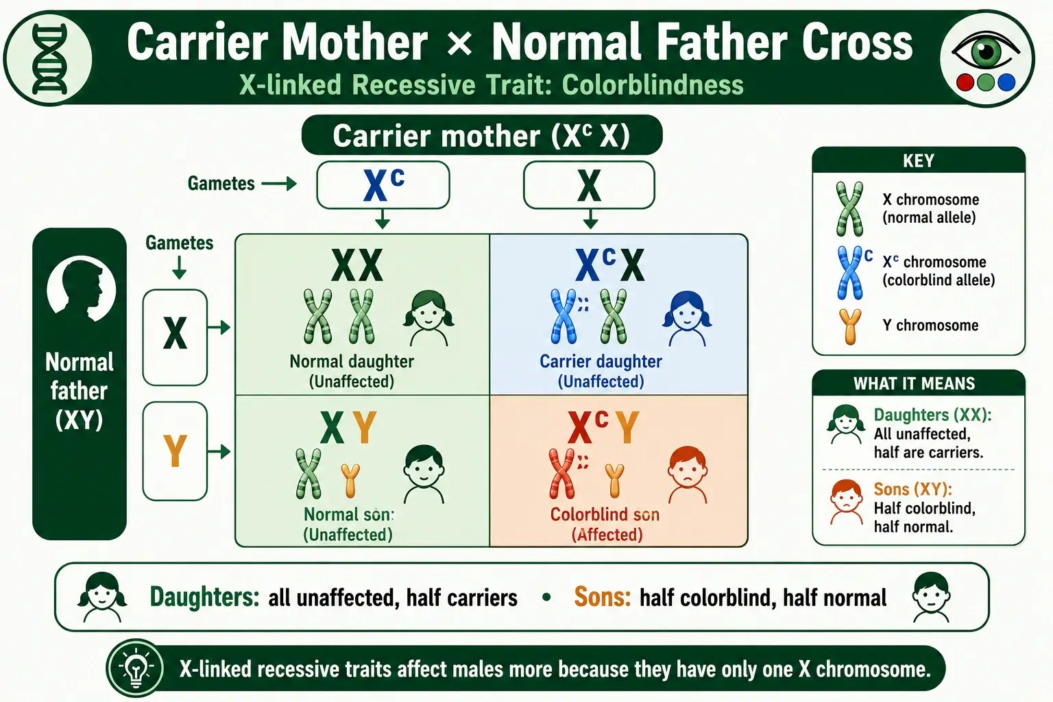Carrier mother by normal father cross