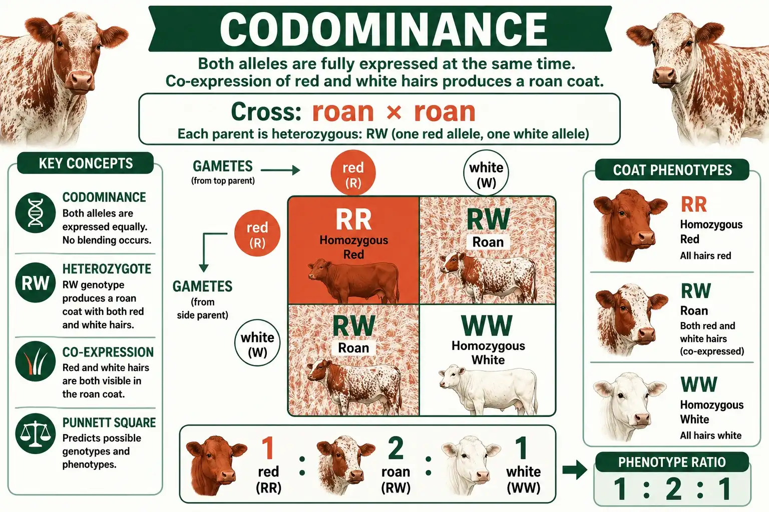 Codominance 1:2:1 Punnett square