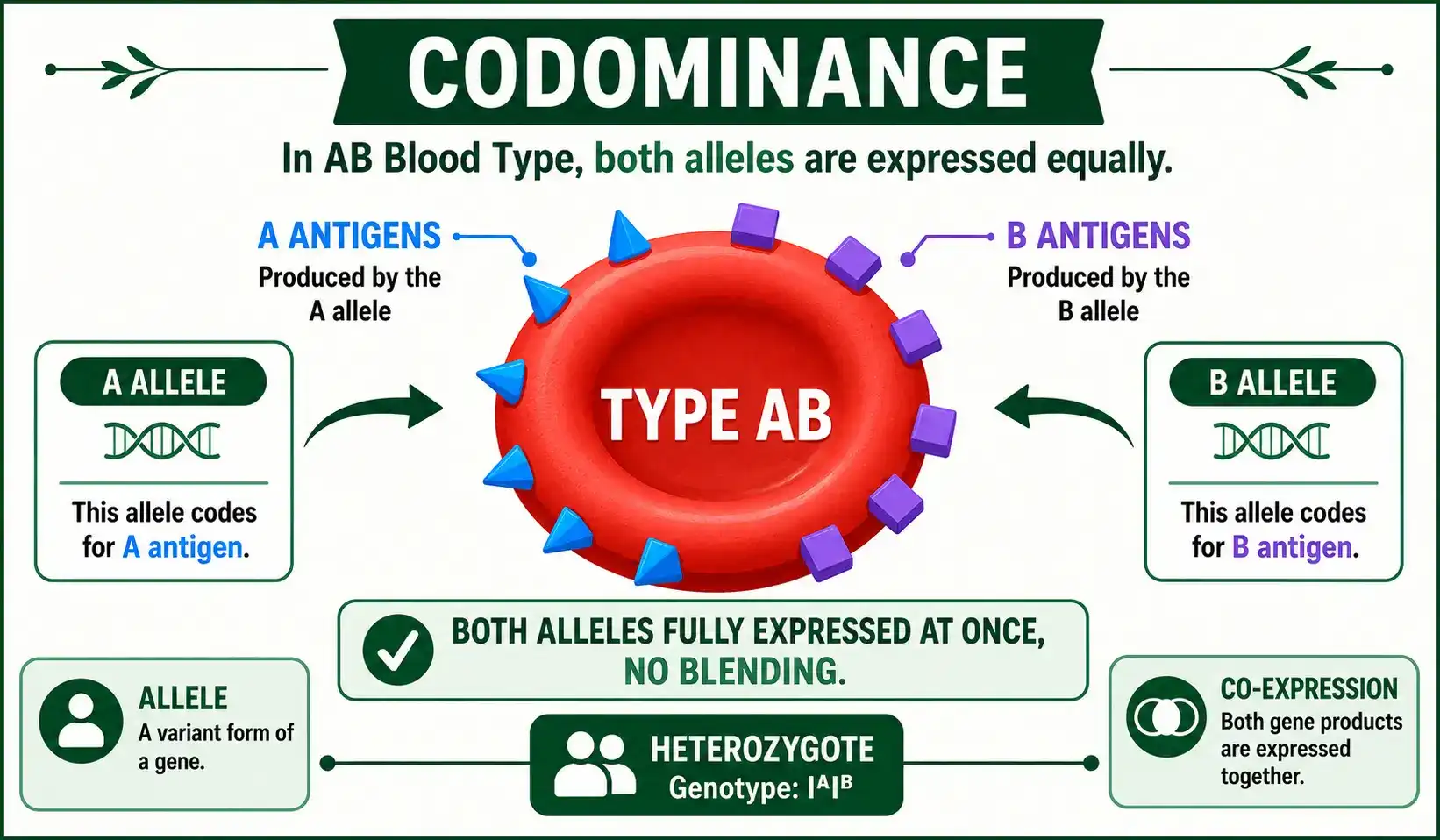 Codominance in AB blood type