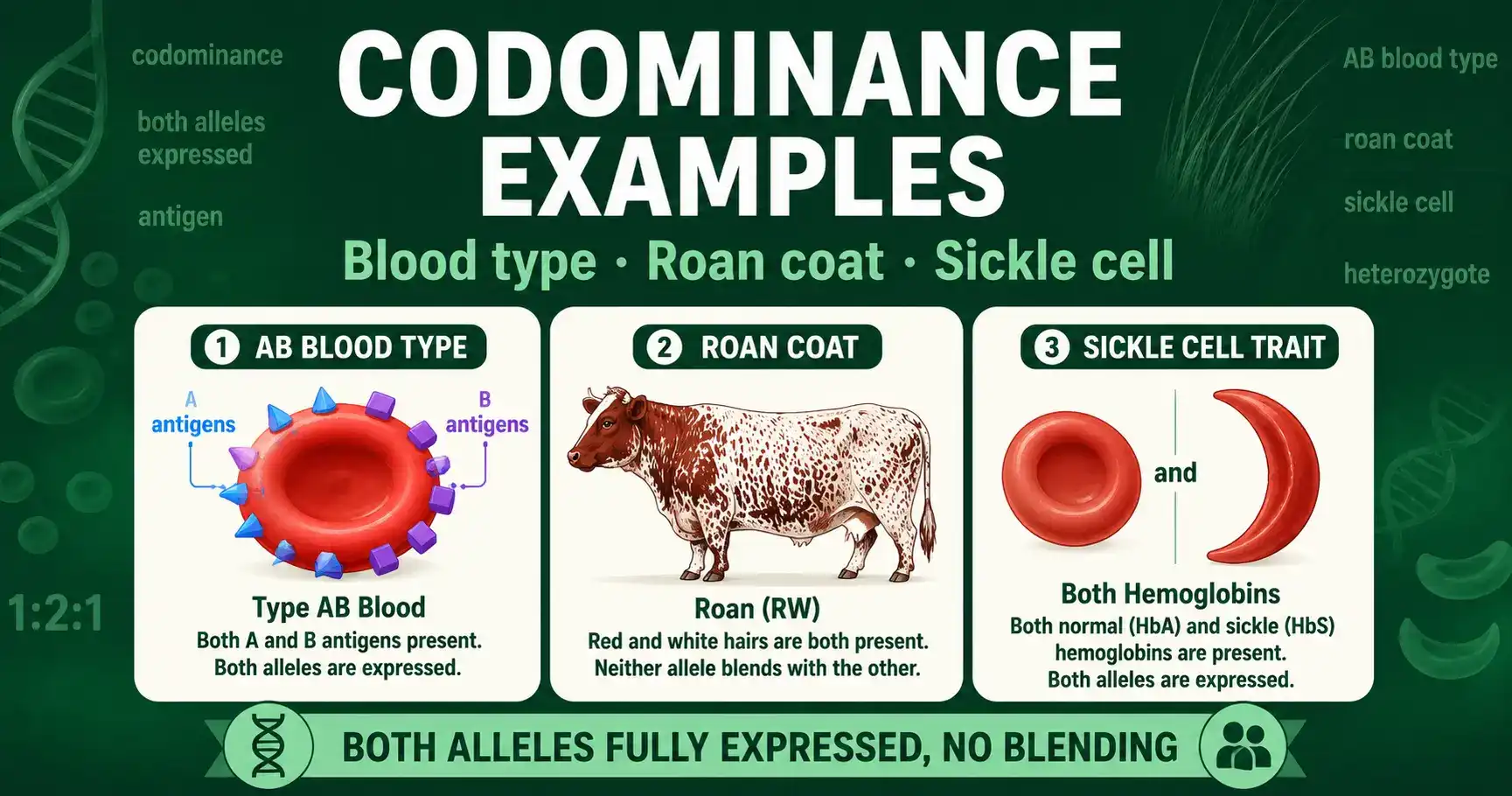 Codominance Examples: Blood Type, Roan & Sickle Cell featured image