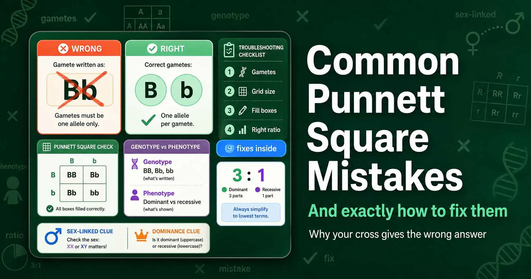 Common Punnett Square Mistakes and How to Fix Them featured image