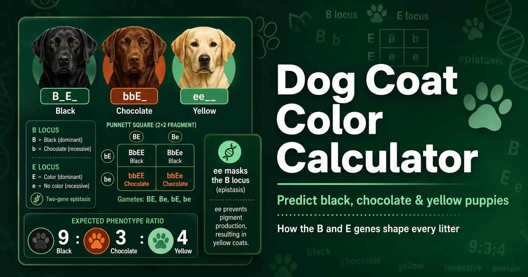 Dog Coat Color Calculator: Predict Puppy Colors featured image
