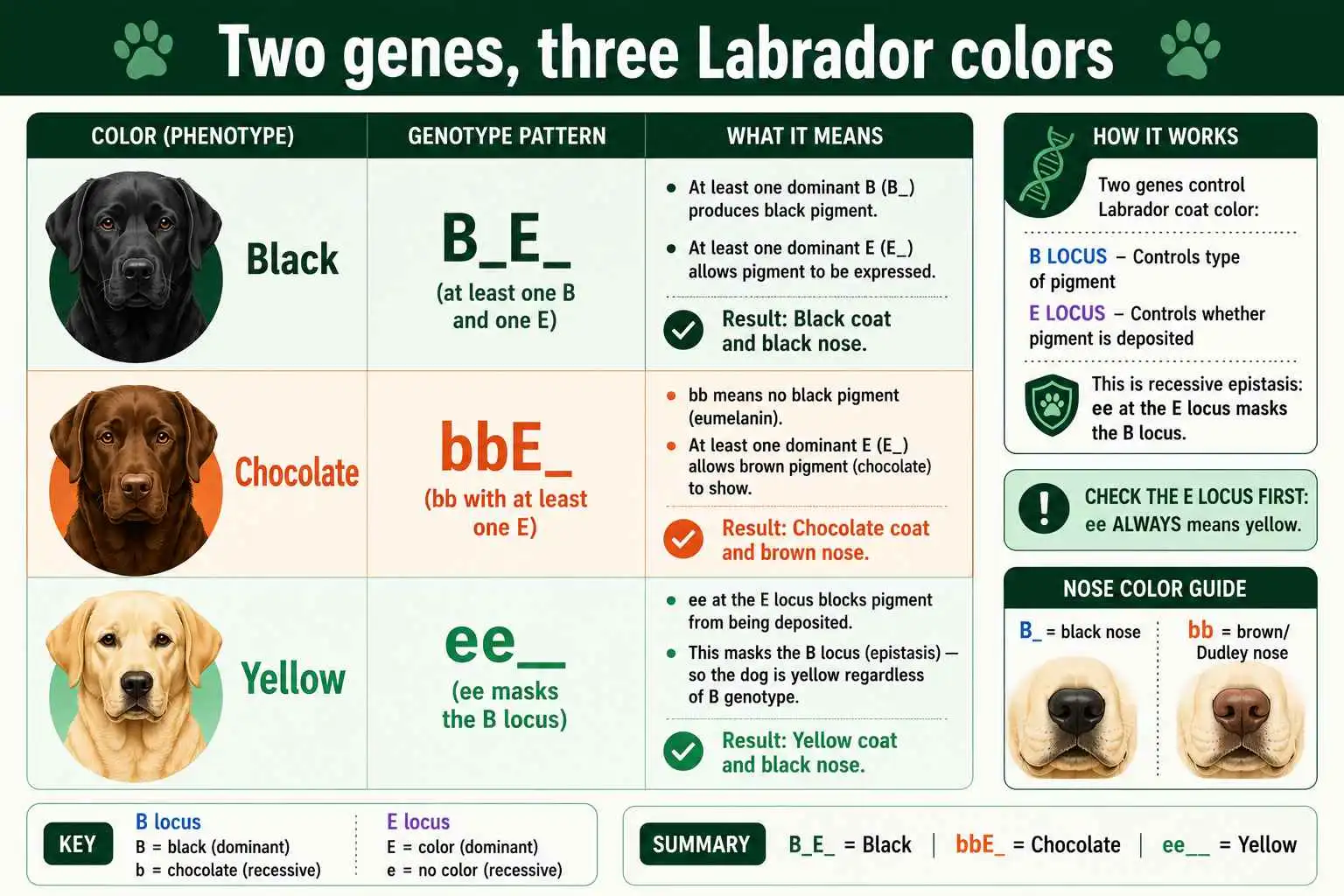 Dog coat color genotype chart