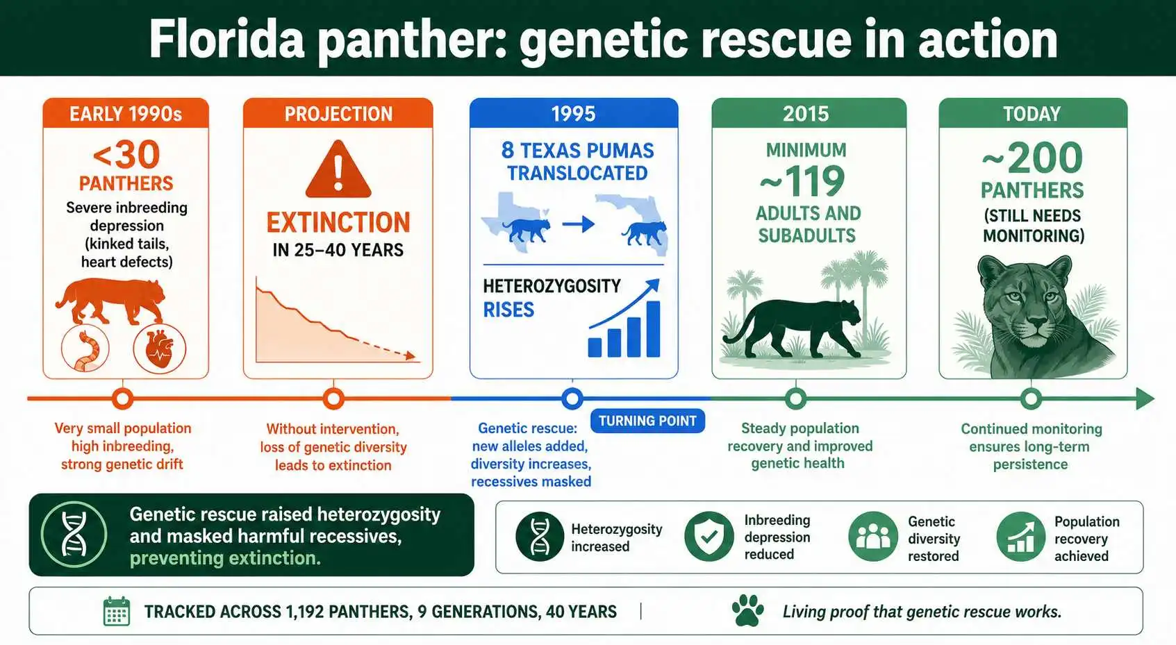 Florida panther genetic rescue timeline