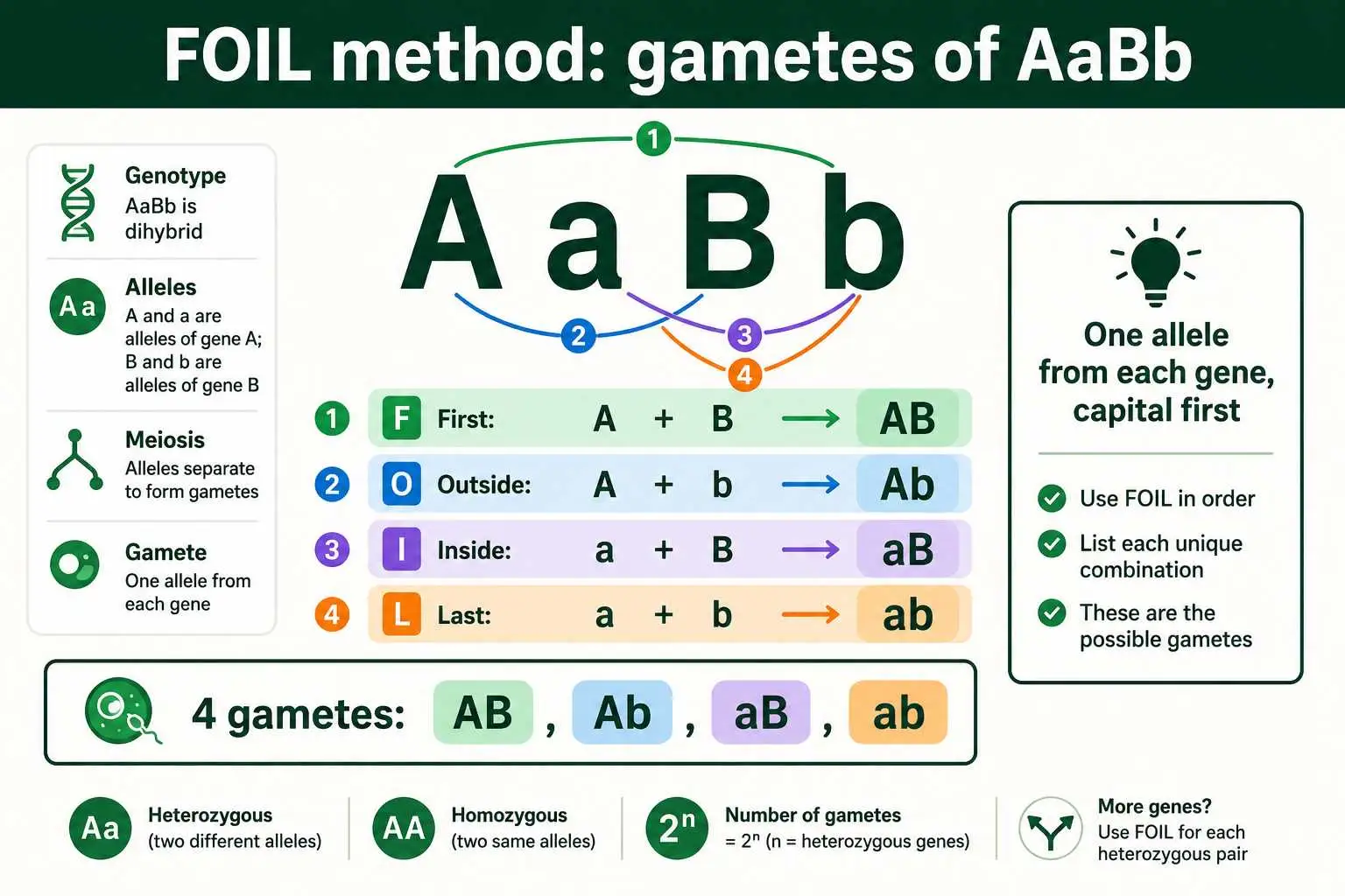 FOIL method for AaBb gametes