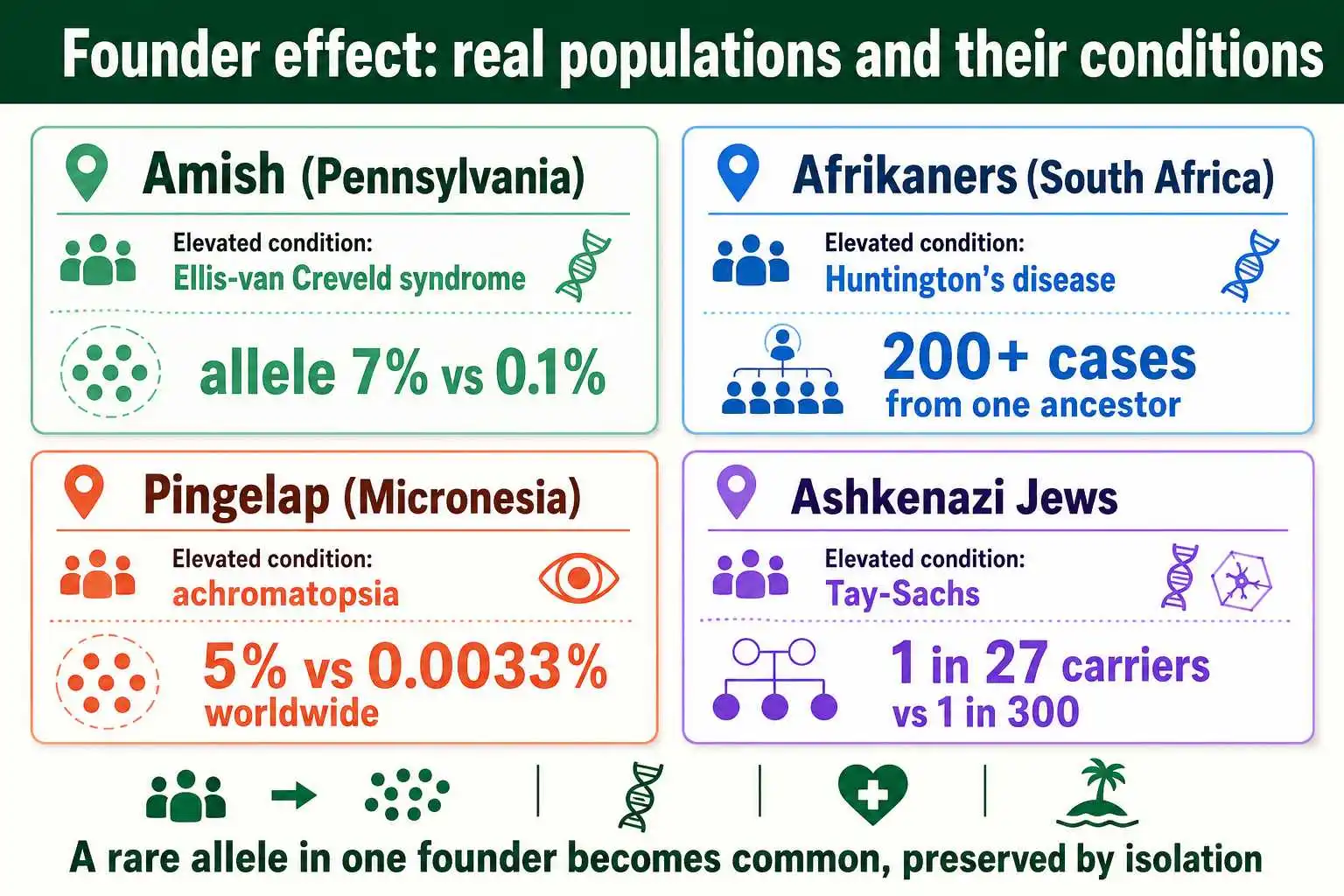 Founder effect examples around the world