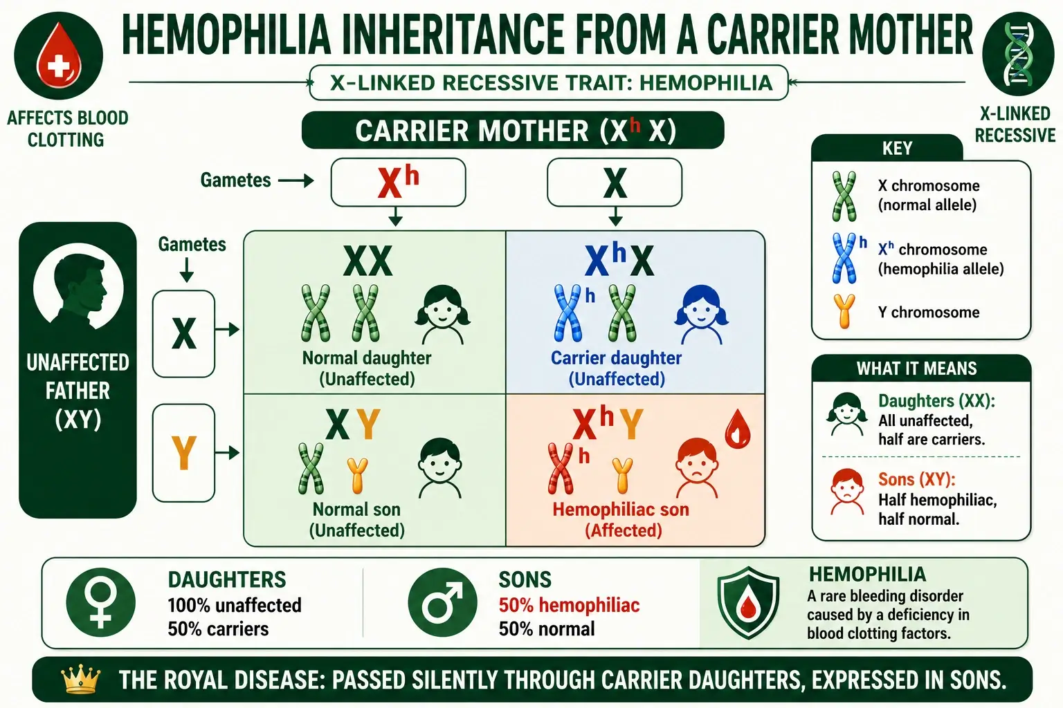 Hemophilia carrier mother Punnett square