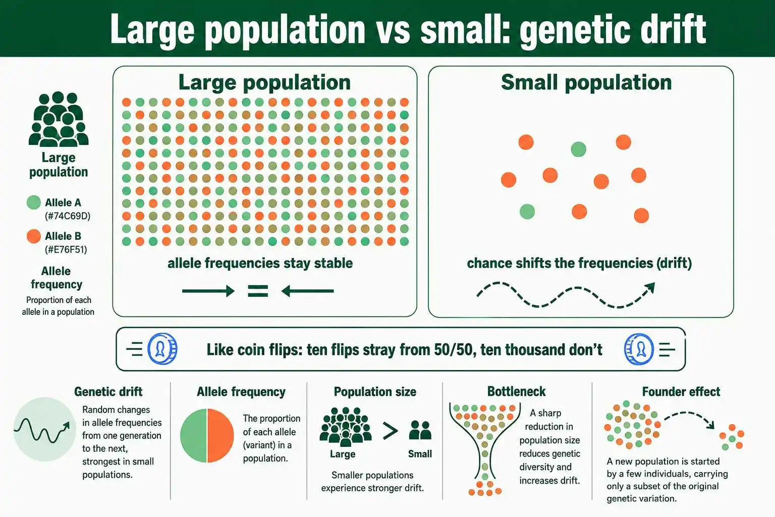 Large population assumption and drift