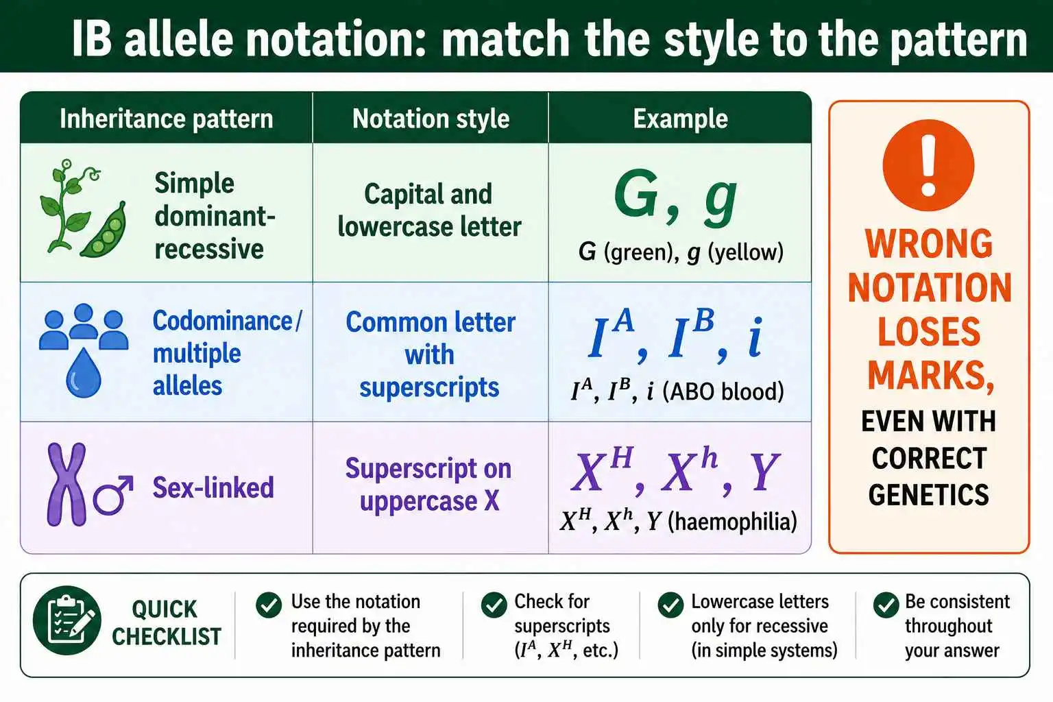 IB genetic notation conventions