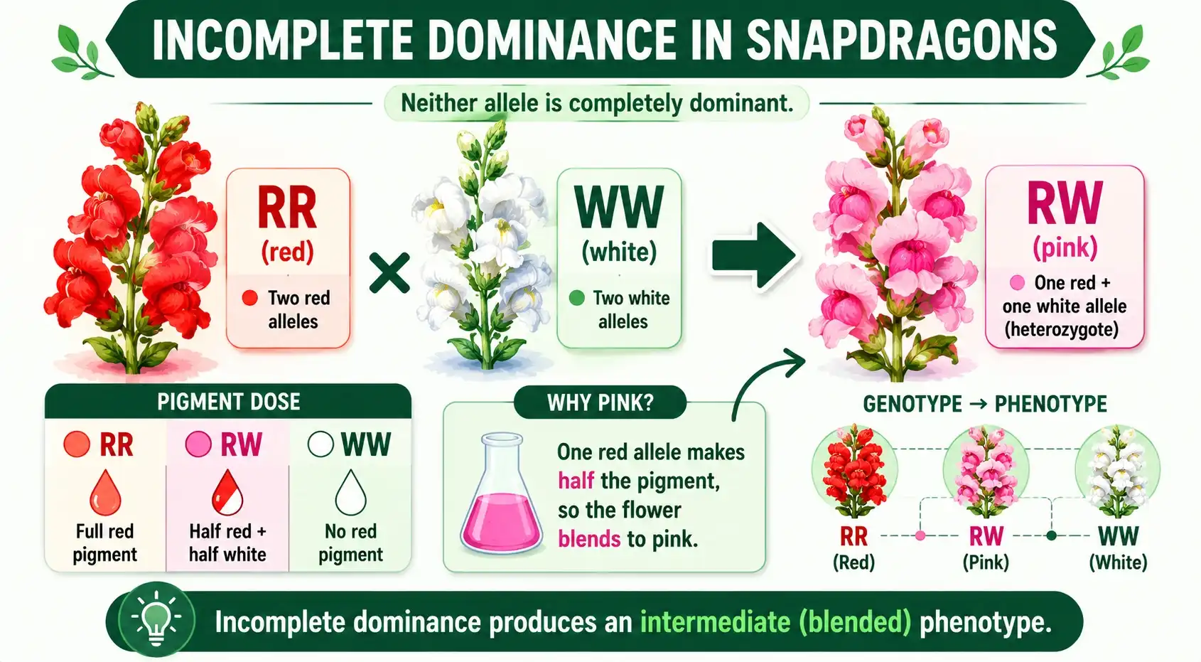 Incomplete dominance in snapdragons