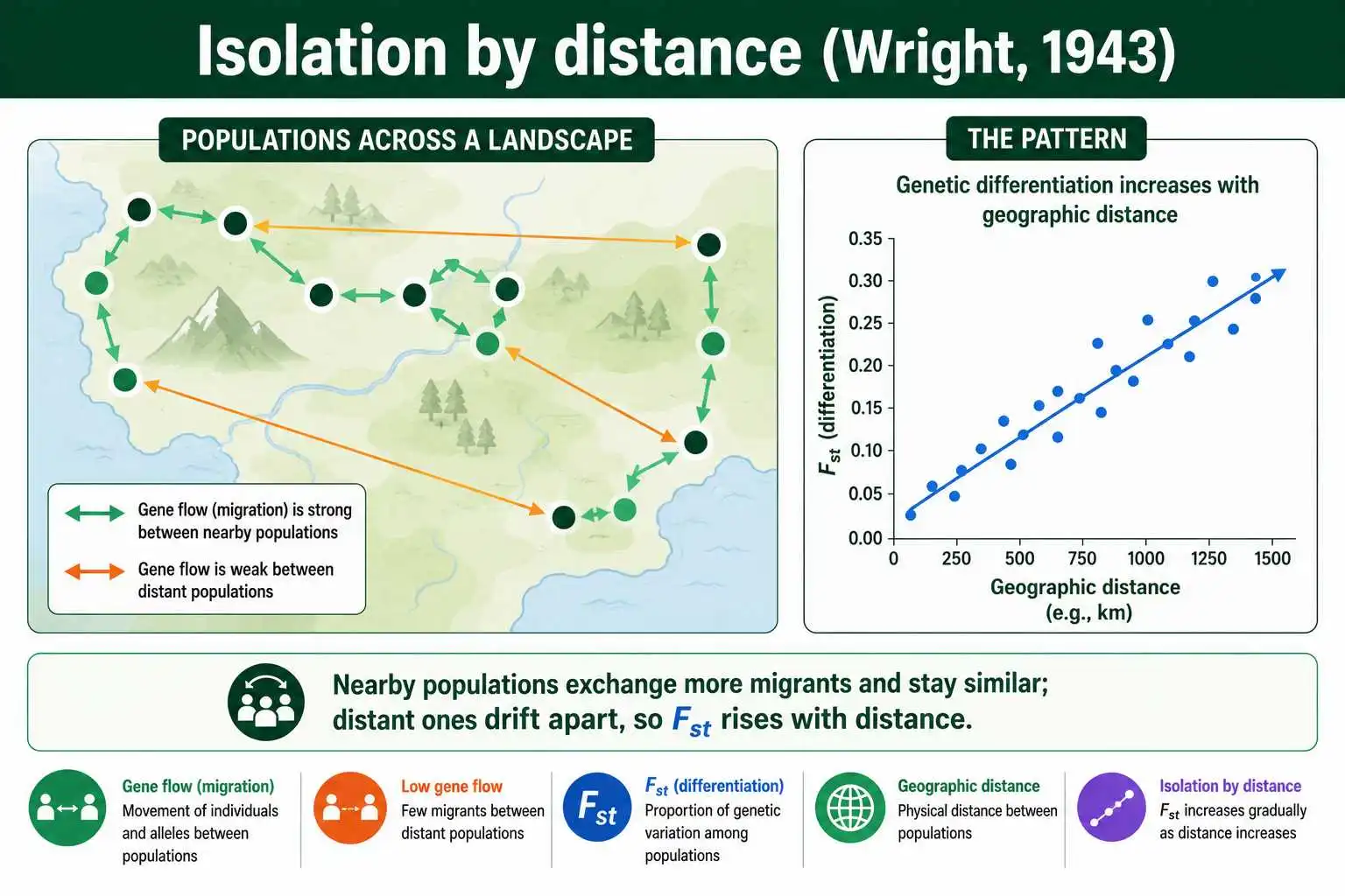 Isolation by distance gradient