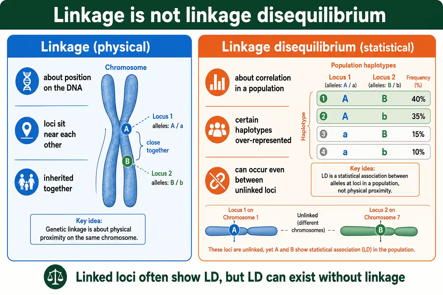 Linkage versus linkage disequilibrium