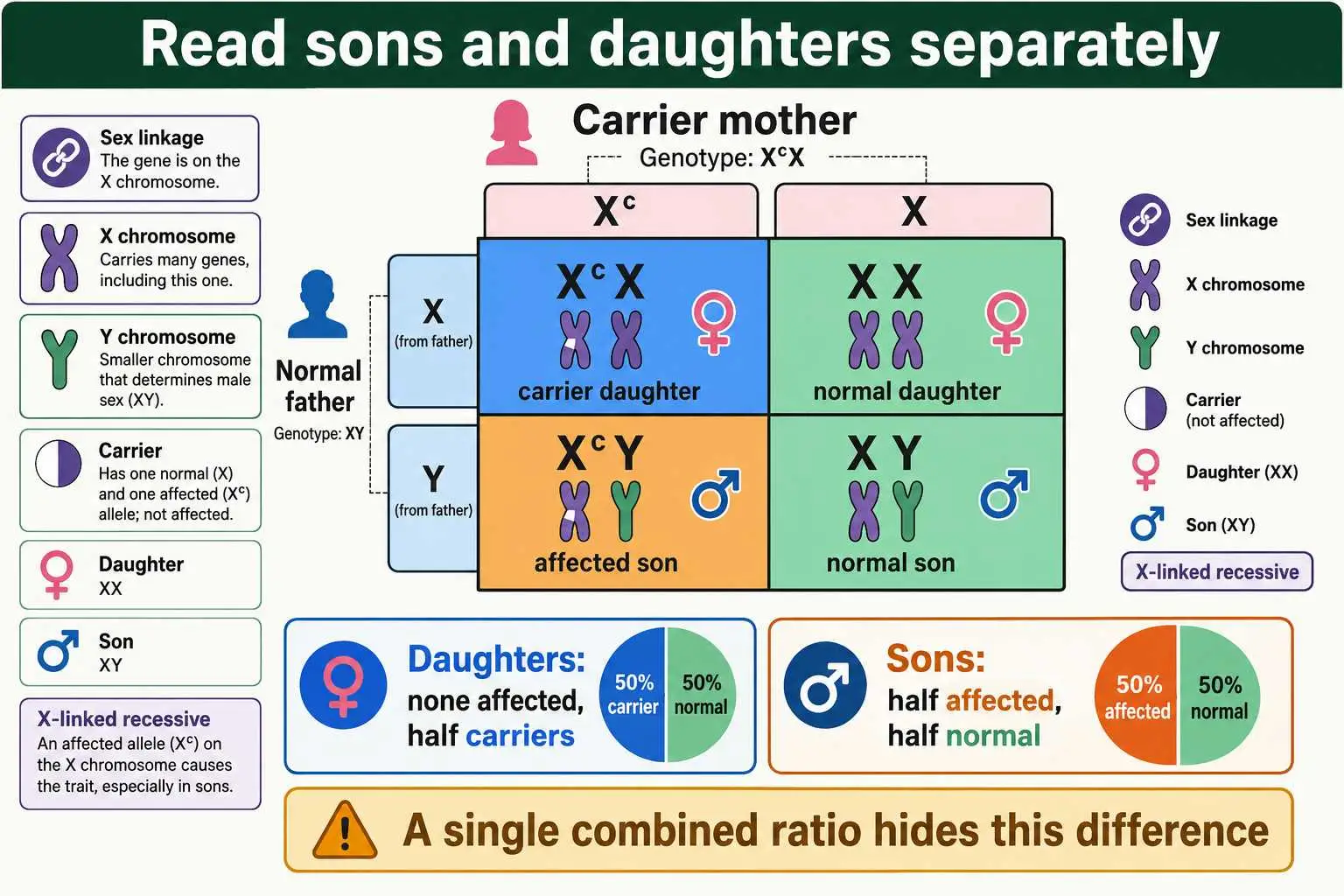 Sex-linked cross sons vs daughters