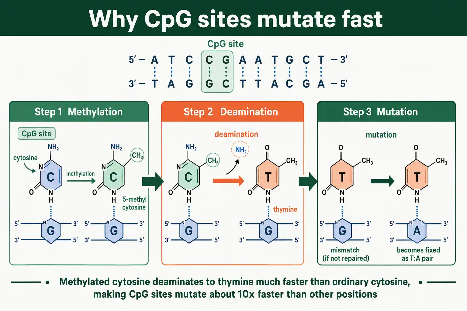 Why CpG sites are mutation hotspots