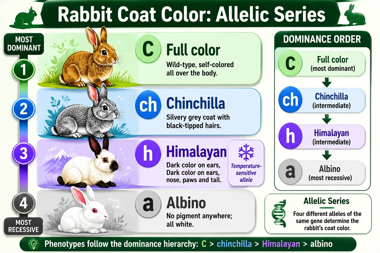 Rabbit coat color allelic series