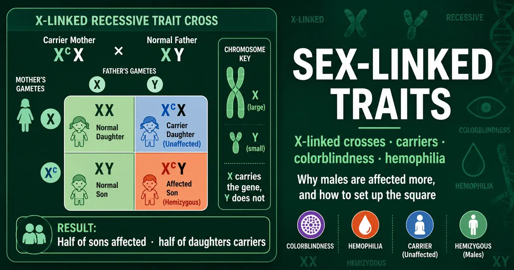 Sex-Linked Traits: How to Do X-Linked Punnett Squares featured image