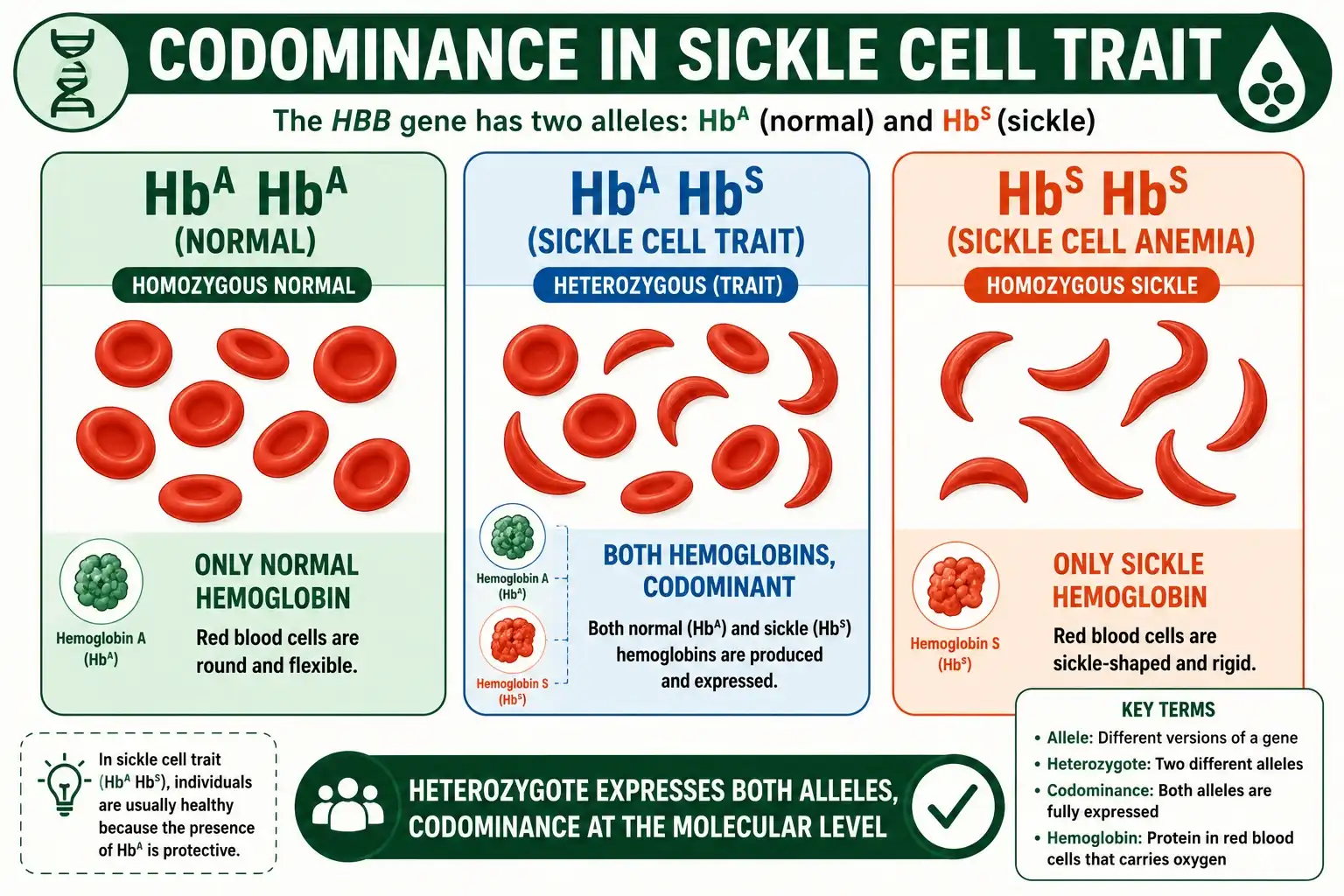 Sickle cell trait showing both hemoglobin types